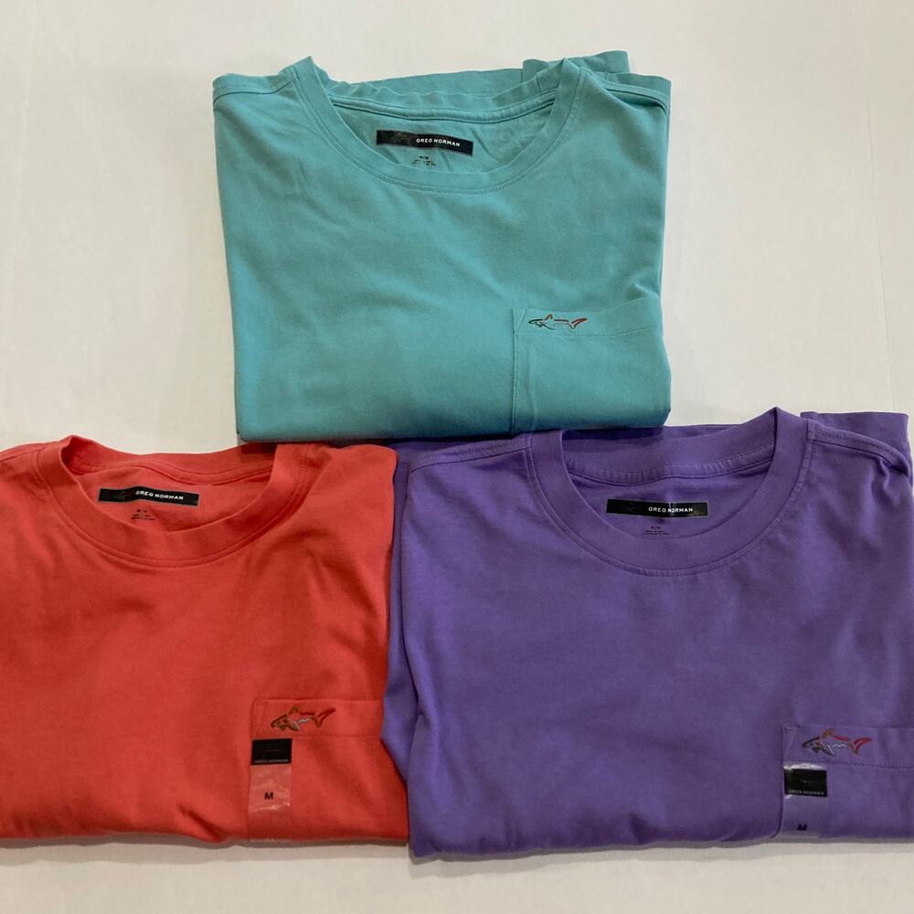 Greg Norman Men's Soft 100% Cotton Short Sleeve Pocket T-Shirt Lot Medium